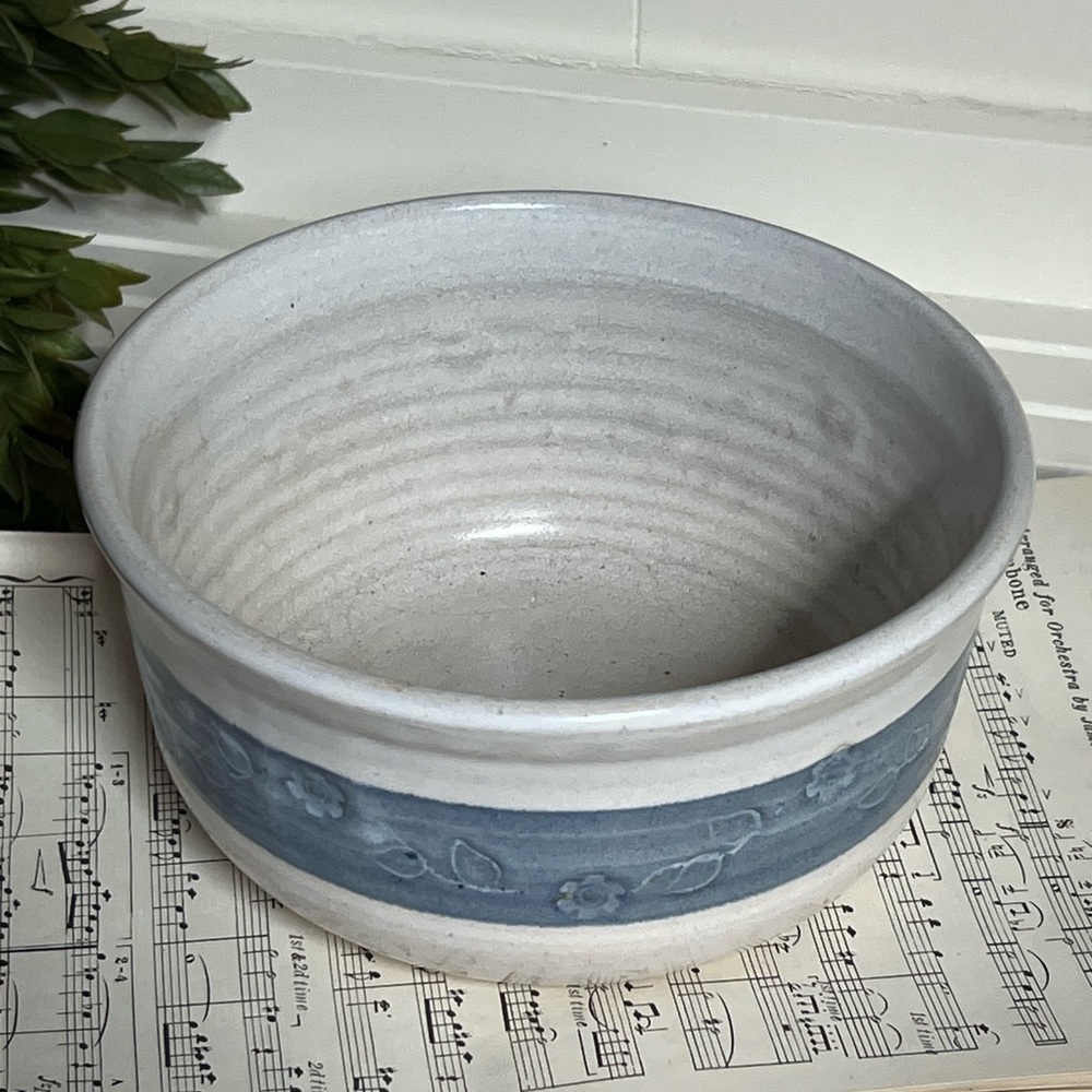 Vintage Blue and White Ceramic Bowl 8”
